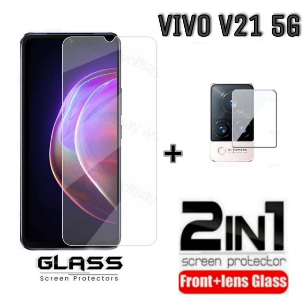 Tempered Glass VIVO V21 5G  Anti Gores Layar Clear Dan Pelindung Camera Screen Guard Protector