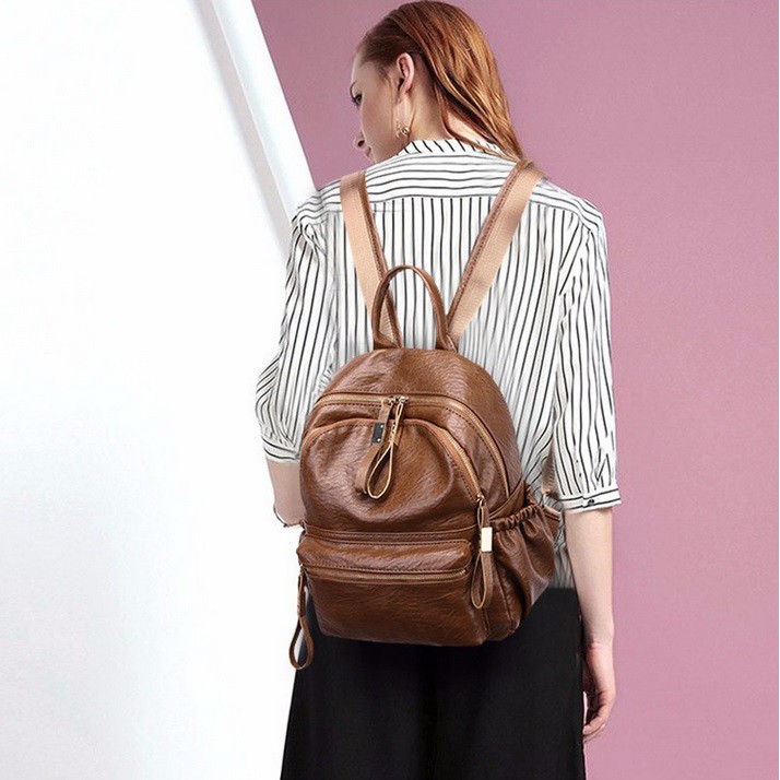 K8909 - BLACK/BROWN - TAS RANSEL BACKPACK PUNGGUNG KULIT PU LEATHER SALE TAS WANITA FASHION IMPORT MODIS ELEGAN TERMURAH TERLARIS TERBARU BAGSTORE JAKARTA TAS BATAM GT1364 LT1501 DJ2357 BQ2236 KPC8909 CR7060 B0224 EL6043 ZC1249