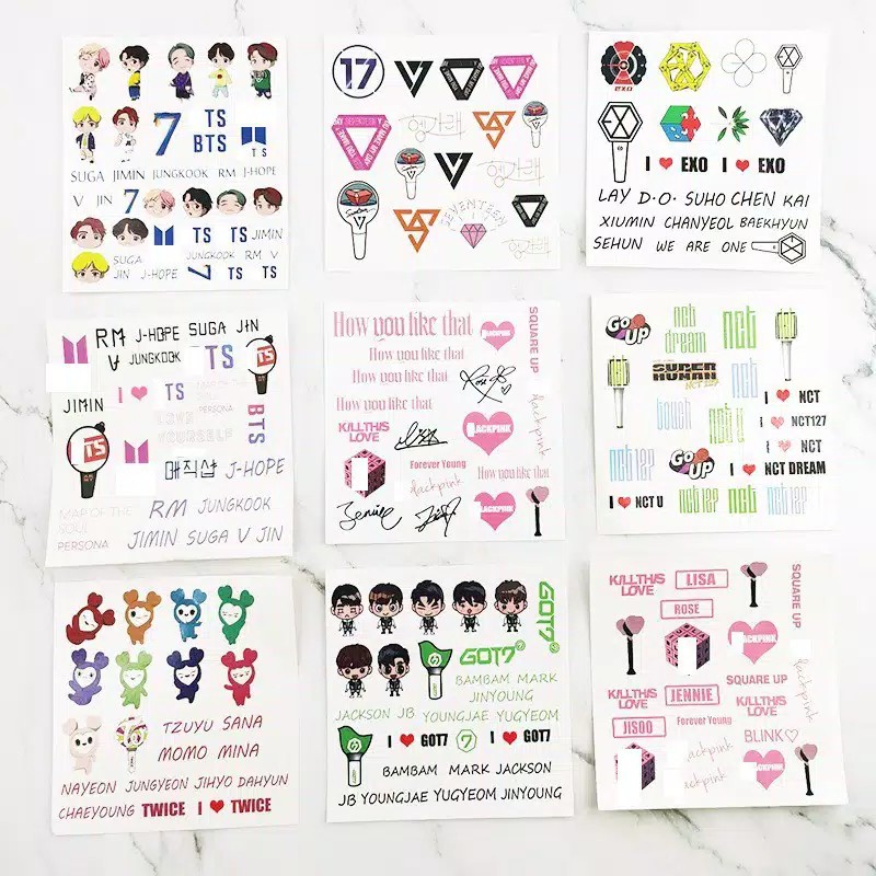 Sticker Tattoo BTS BT21 NCT