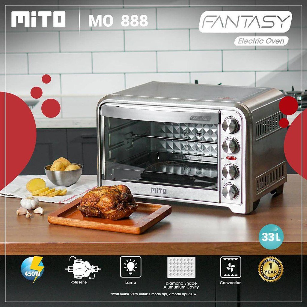 Oven Mito Fantasy MO-888 Oven listrik Kapasitas Besar 33Liter 100% Asli