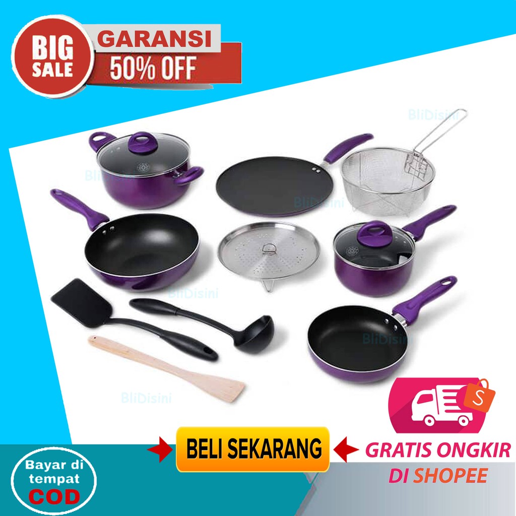 Panci Set SUPRA 12 Pcs Rosemary - Cookware Set Ungu Teflon Anti Lengket