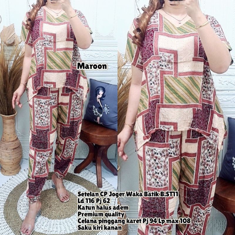 Setelan CP Joger Waka Batik B.ST11 Detail di pict