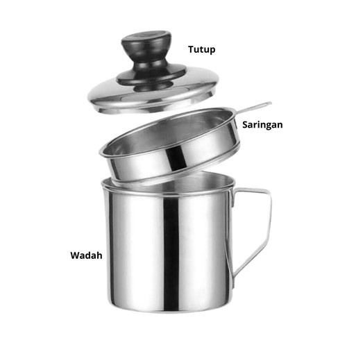 Oil Pot saringan Minyak Tempat Minyak Goreng Stainless Steel Ukuran 1.3 Liter