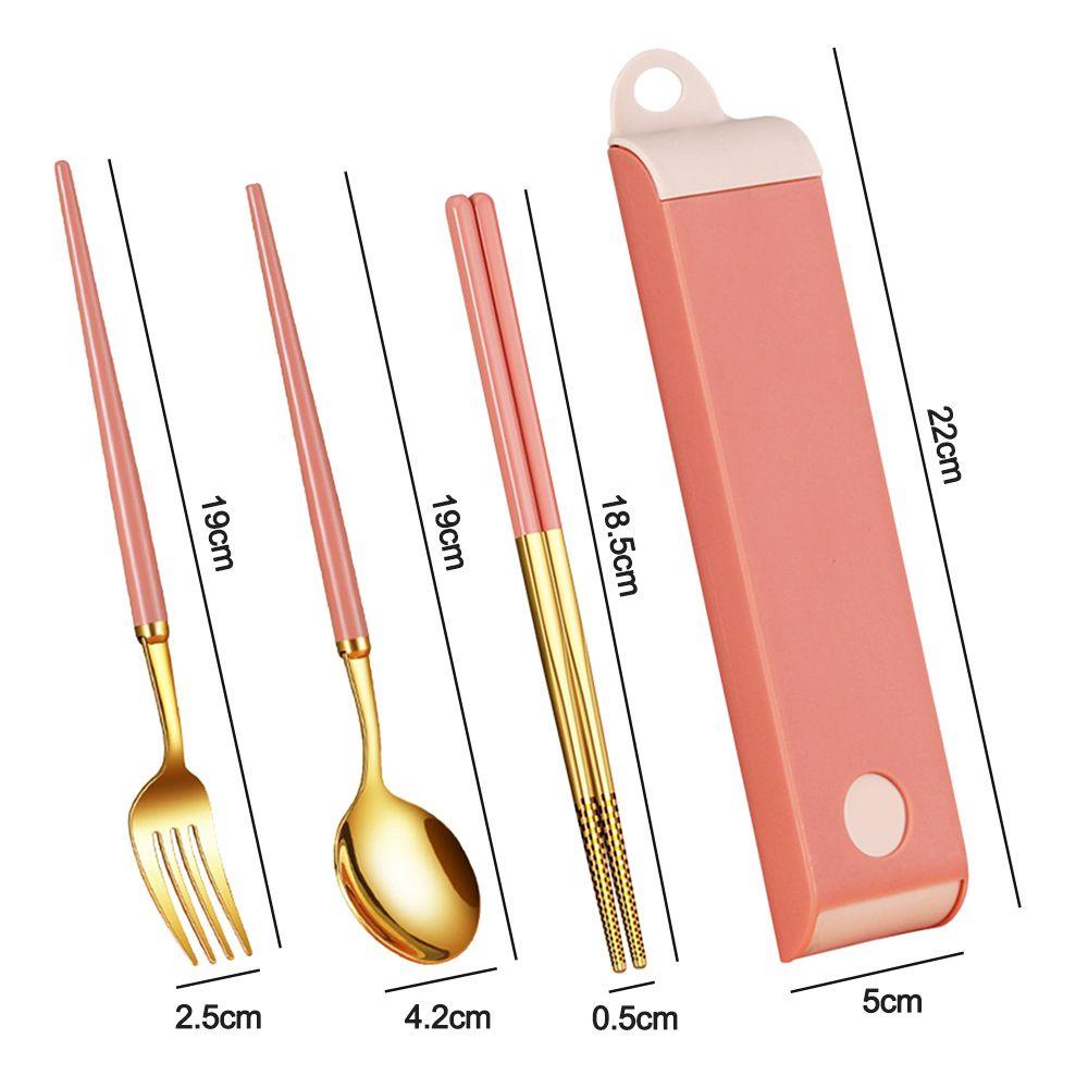 Solighter Cutlery Set Portable Travel Reusable Dengan Kotak Peralatan Makan