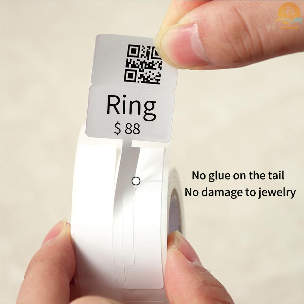 Niimbot Jewelry Label Paper Thermal Printing Paper Roll Price Label Paper Waterproof Oil-Proof Tear Resistant 30*25+45mm 100sheets/roll Compatible with B3S/B11/B21 Thermal Printer for Silver Ornaments Jade Article Tag Jewelry