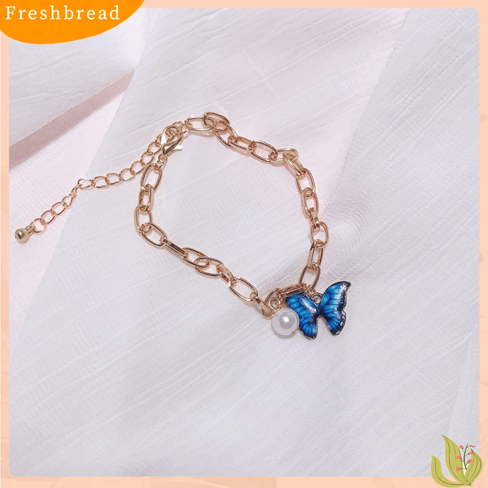 [TERLARIS]Fashional Women Multicolor Butterfly Bracelet Faux Pearl Thick Jewelry Gift