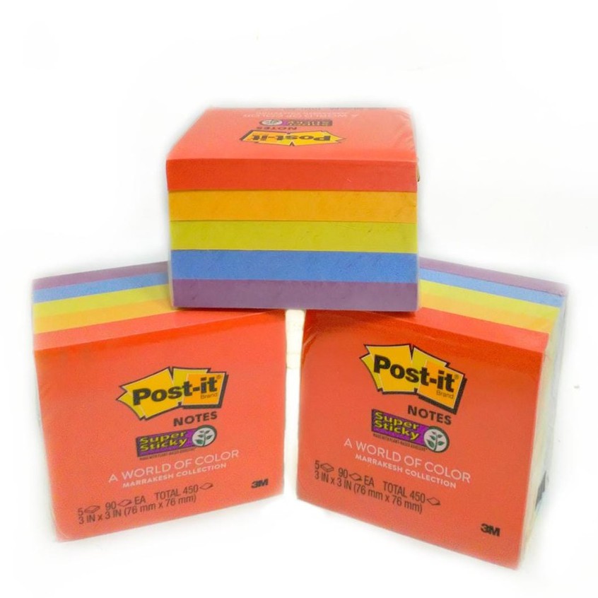 

STICKY NOTES MEMO POST IT 5 WARNA 654-5SSAN 76 X 76 MM 450 LEMBAR MARRAKESH COLLECTION