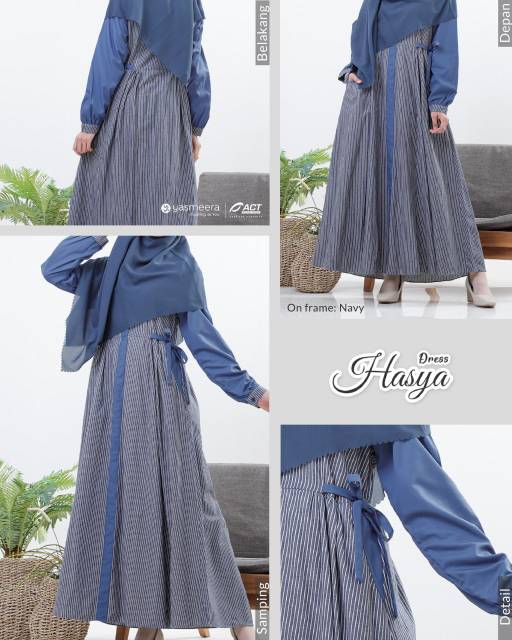 HASYA DRESS NAVY &amp; RED  || YASSMEERA