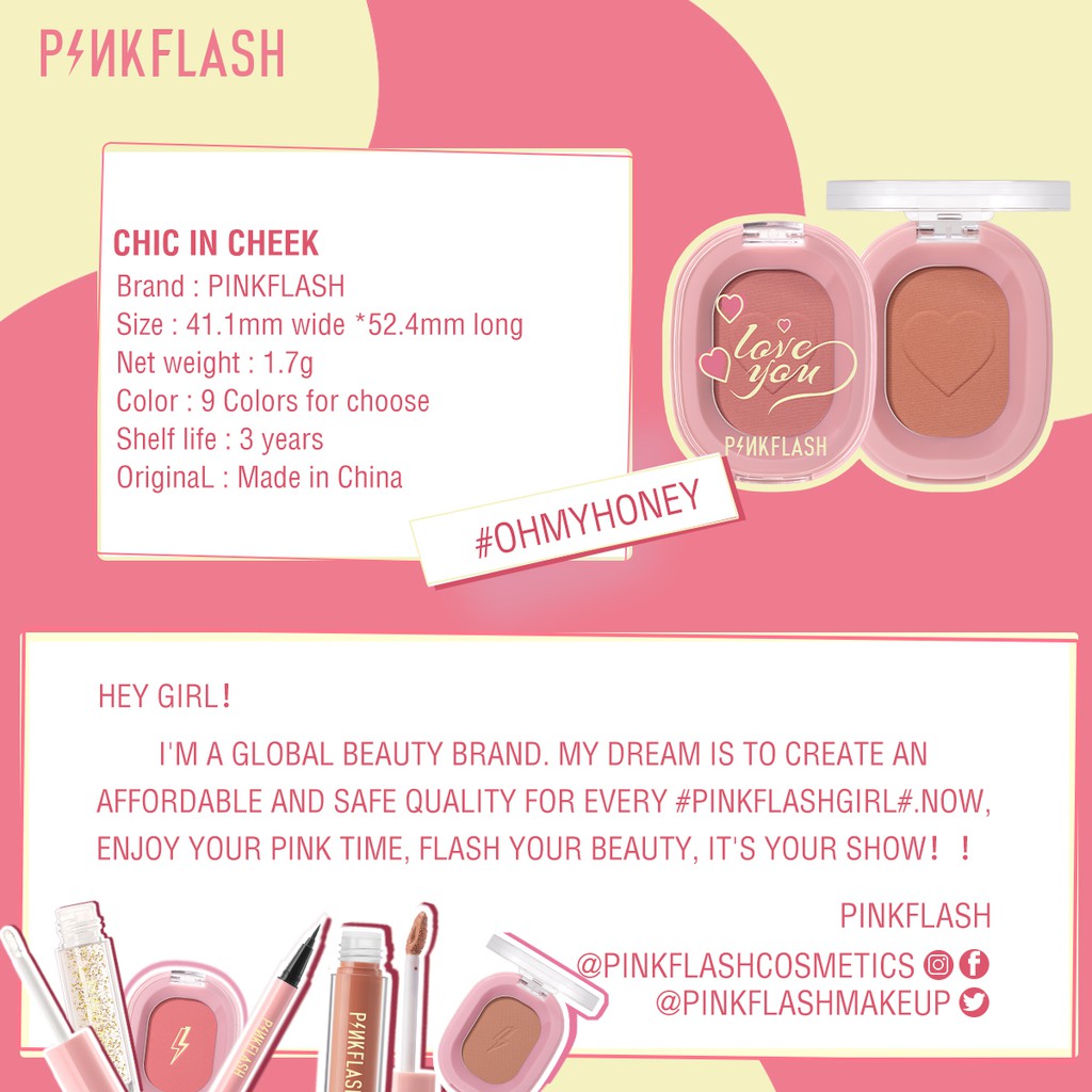 PINKFLASH Blush On Powder Makeup 9 Warna Alami Lembut Celebshine