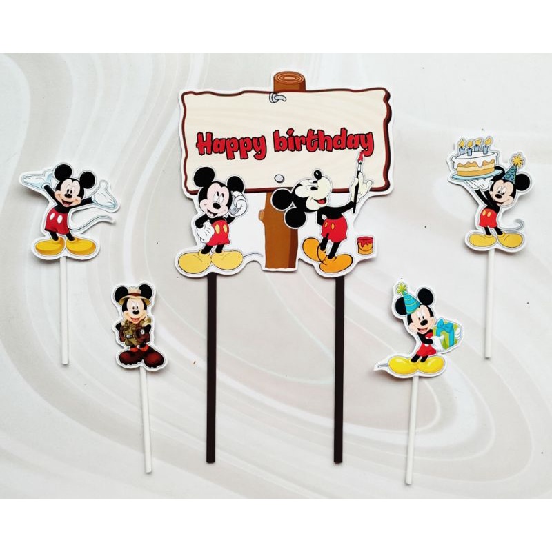 hiasan kue ulang tahun nasi tumpeng cake topper karakter mickey mouse miki mouse