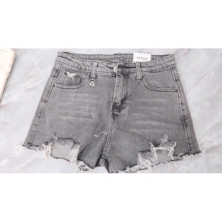HUES.ID Celana Pendek Jeans Wanita Sobek Hotpants Jeans Ripped 4069 -2