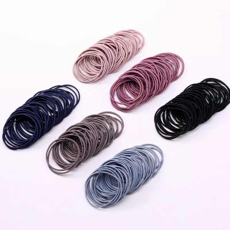 IKAT RAMBUT ELASTIS POLOS IKAT RAMBUT MODEL KOREA  1PACK ISI 10PCS