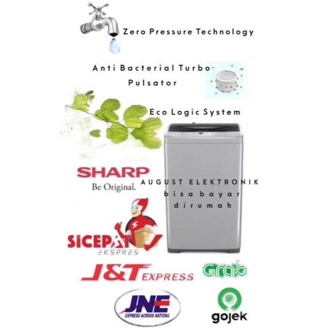 Mesin Cuci 1 Tabung SHARP ESF 950 P GY Full Otomatis Low Watt