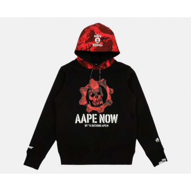 AAPE X GEARS 5 OF WAR HOODIE BLACK RED INCLUDES CODE GEARS 5 ORIGINAL
