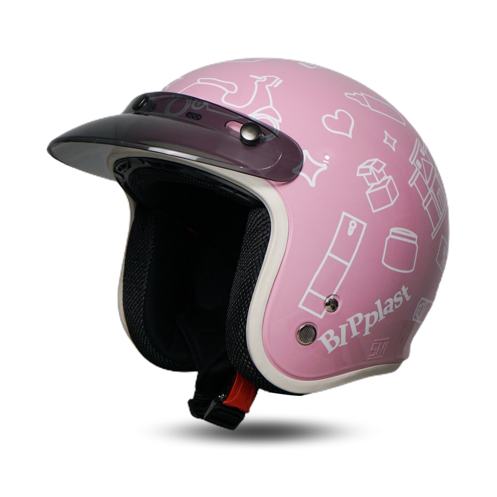 Helm Retro Dewasa SNI BR01 Girlstuff Pink Gloss