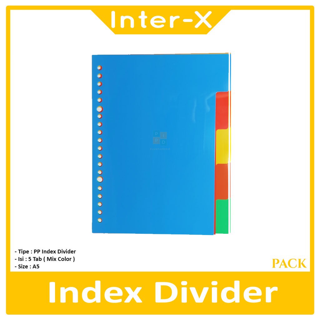 

Inter X Folder PP Index Divider 5 Tab Mix Colour A5 - Set