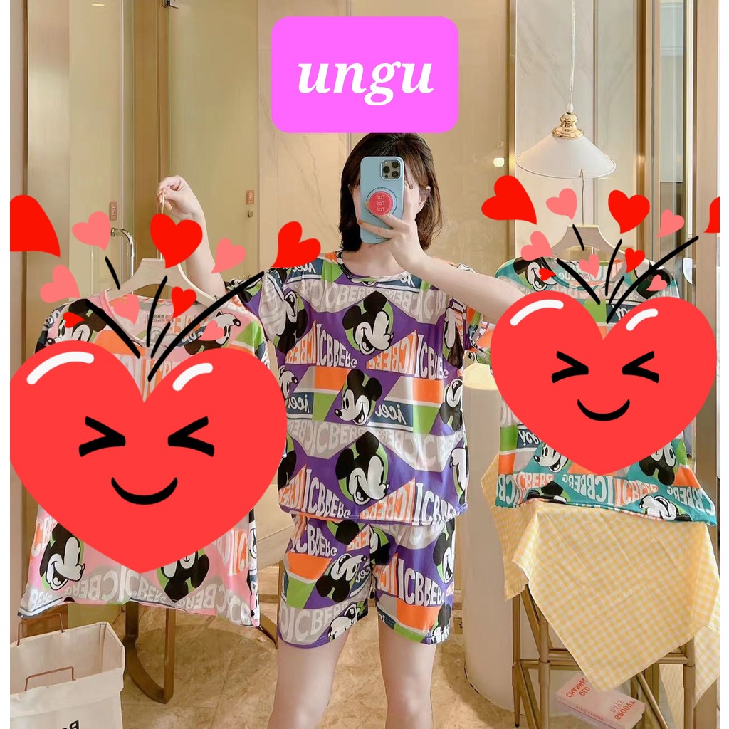 PIYAMA BAJU TIDUR WANITA CP PP IMPORT SANTAI BAHAN KAOS SPANDEKS-HC 56 UNGU