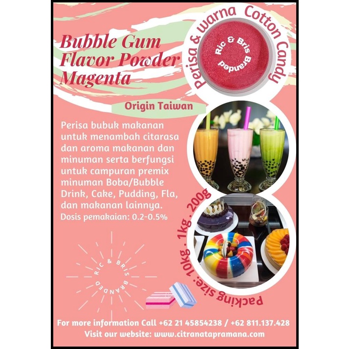 

Cotton Candy ; Bubble Gum Flavor Powder Pink ; Perisa & Pewarna