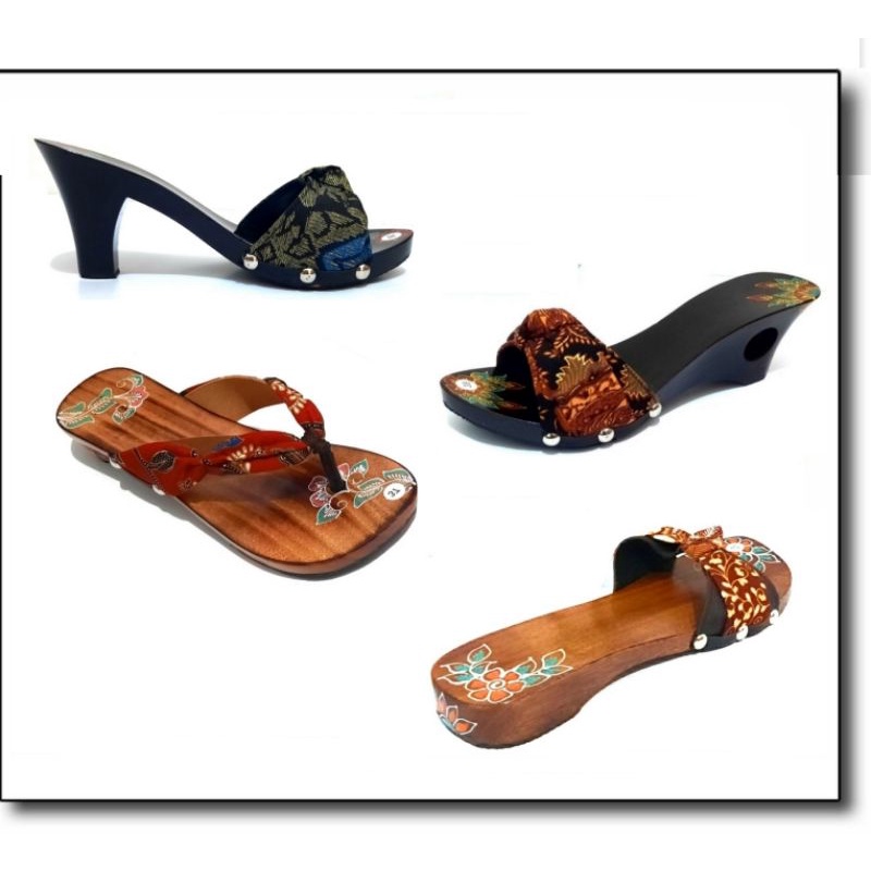 Sandal Kayu Tradisional Kayu Wanita, Sandal Bakiak Kayu Wanita, Sandal Wanita Japit, Sandal Wedges, 