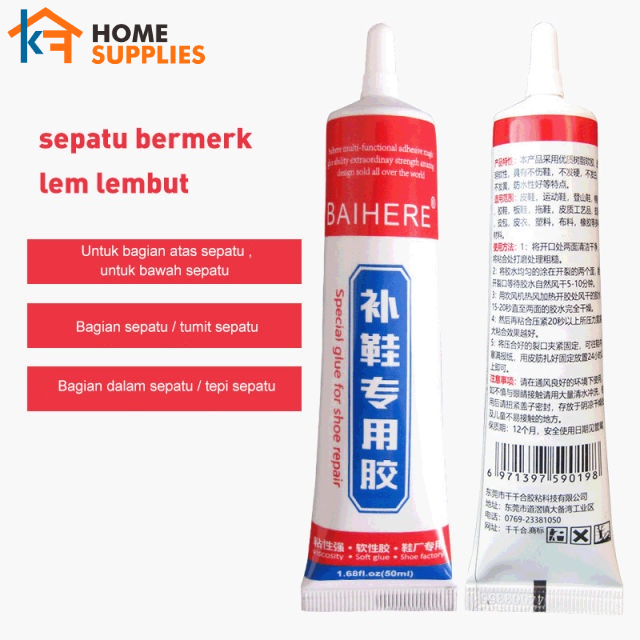 【KF】Lem Sepatu Lem Perbaikan Sepatu Kuat Tahan Air 50ml Kemasan Box Lem Penambal Penguat Sepatu