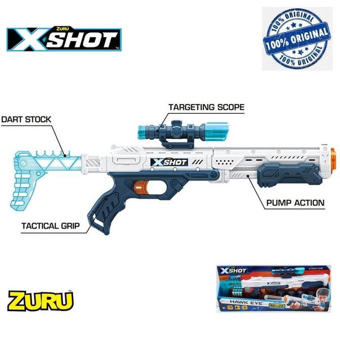Zuru X-Shot Excel Hawk Eye Blaster - Darts - Scope - Cans