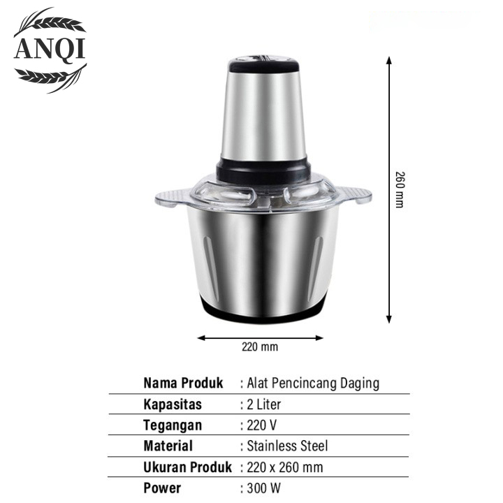 CHOPPER Blender daging 2L Mesin Penggiling Pencacah Daging/Sayur/Buah Meat Grinder