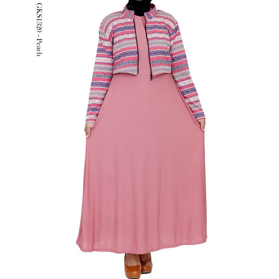 gamis muslimah blazer rompi batik jersey