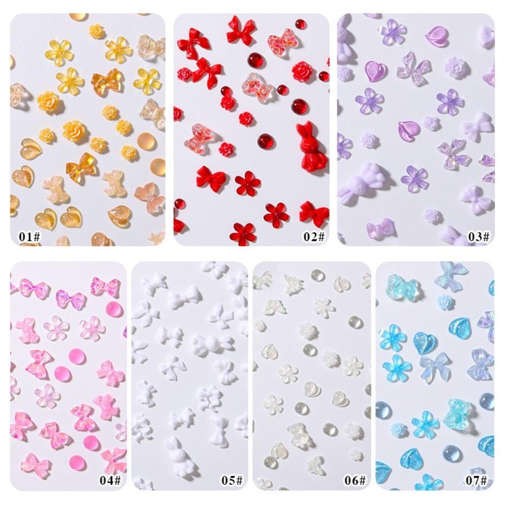 Mxbeauty Hiasan Nail Art Beruang Gaya Korea DIY Bahan Bunga Ikatan Simpul Peach 3D Nail charms