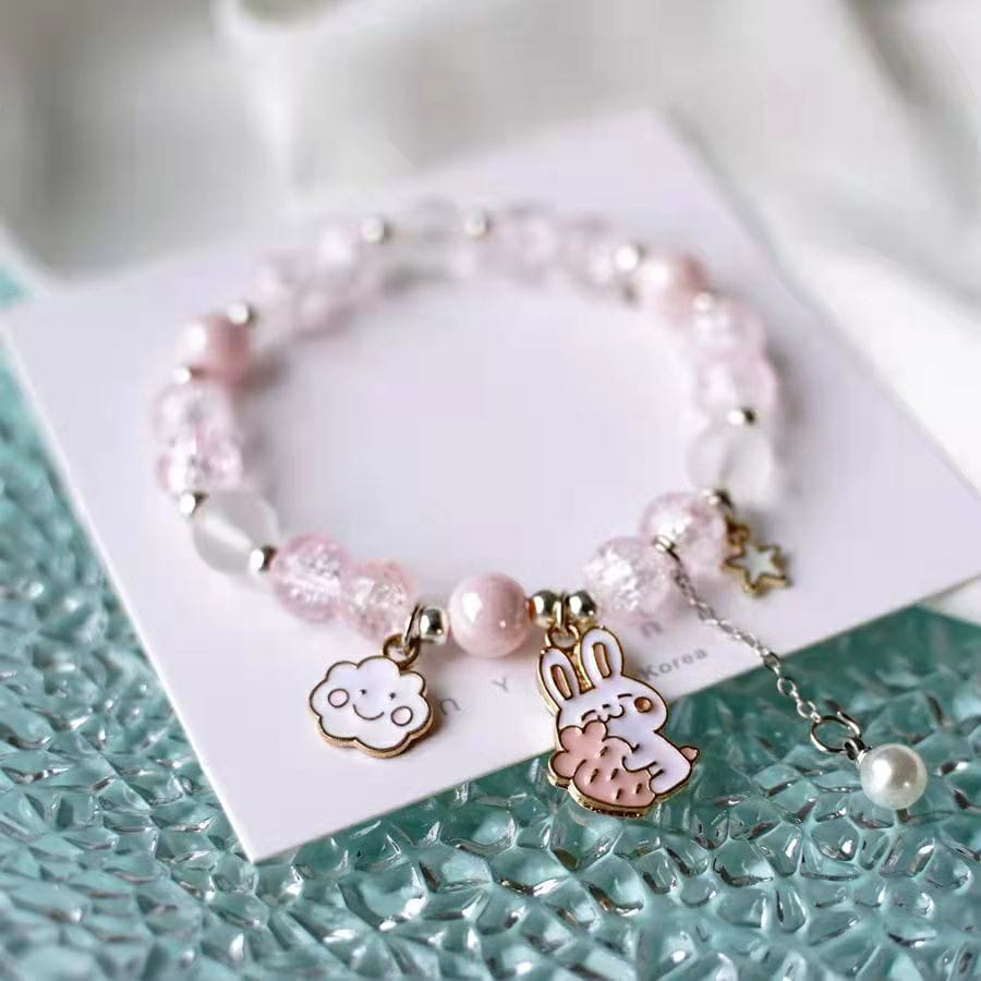 Gelang Unicorn Pearl Anak Premium Korea Pink Kado Cewek Peremuan Bunny