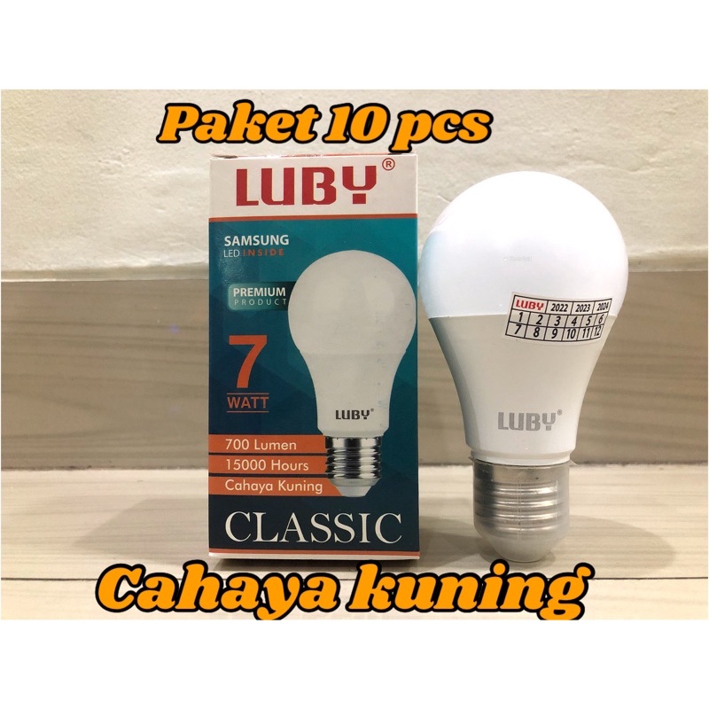 BOHLAM LED LUBY CLASSIC CAHAYA KUNING PAKET 10 PCS 7 WATT