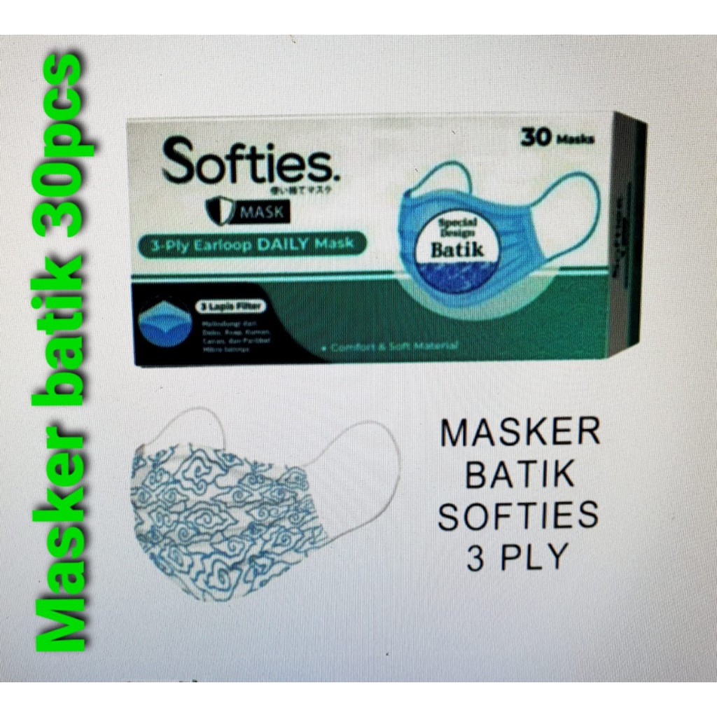 (1 Box isi 30Pcs) Masker Softies Daily Mask Batik 3Ply LIMITED EDITION