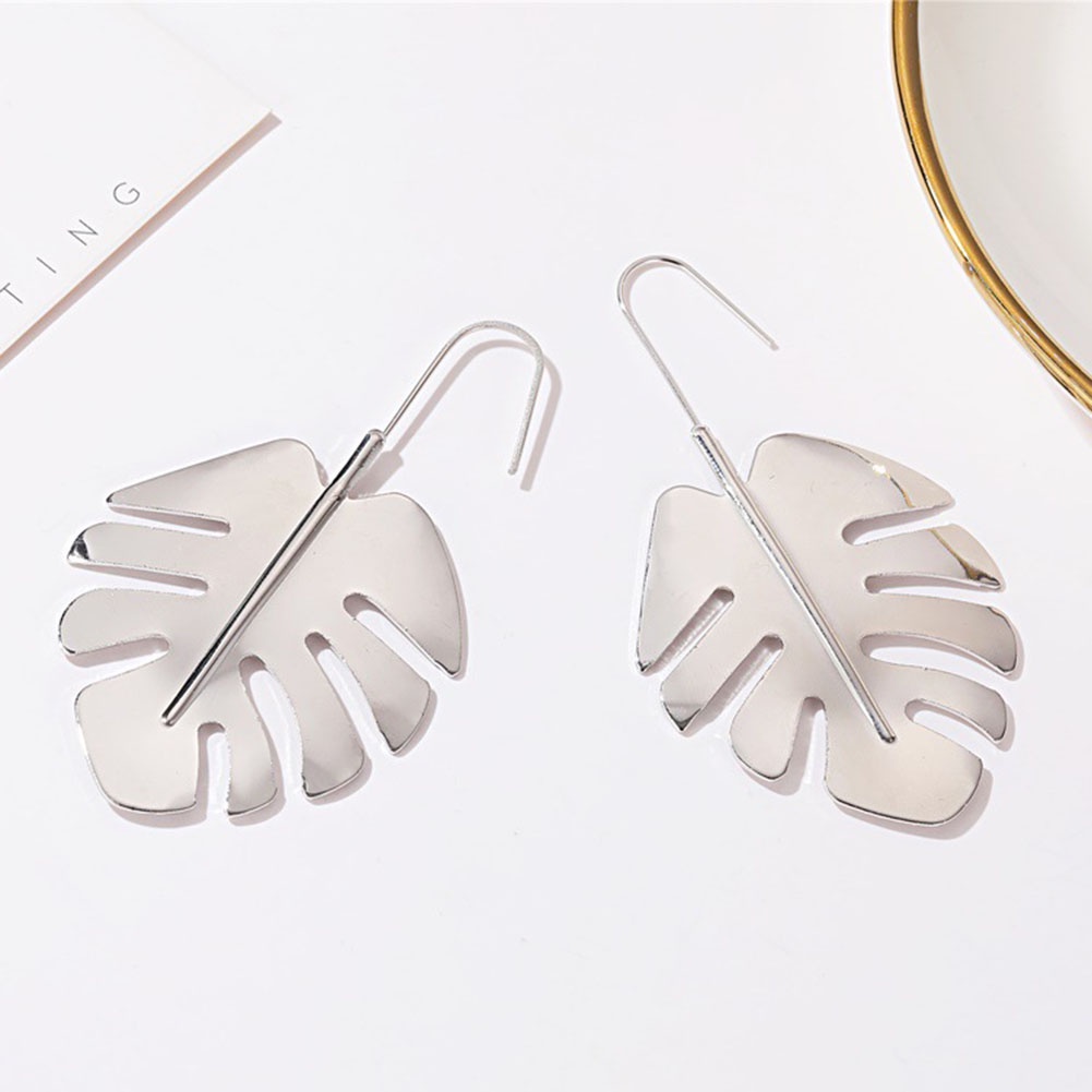 Hu Hu Hu Hu Hu Alat Bantu Pasang Kacamata♡ Anting Kait Gantung Wanita Bahan Alloy Desain Daun Hollow Untuk Hadiah