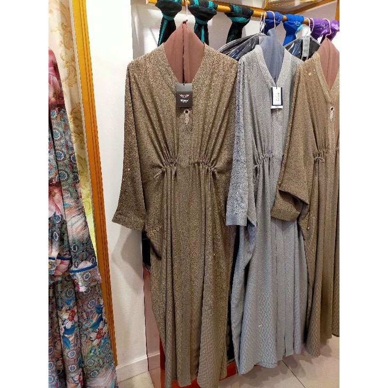 Gamis Abaya Hikmat Fashion Original A2324 Brown & Grey