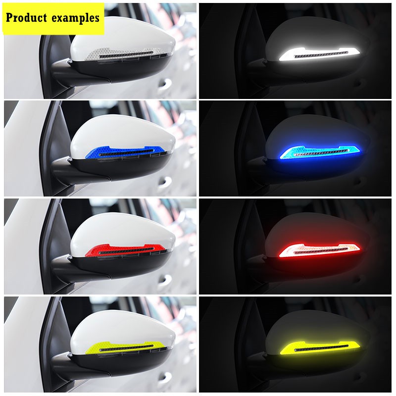 2pc Stiker Kaca Spion Mobil Reflektif Bumper Warning Reflektif Strip Stiker Anti Air Anti-Tabrakan Safety Door Sticker Safety Strip Hias