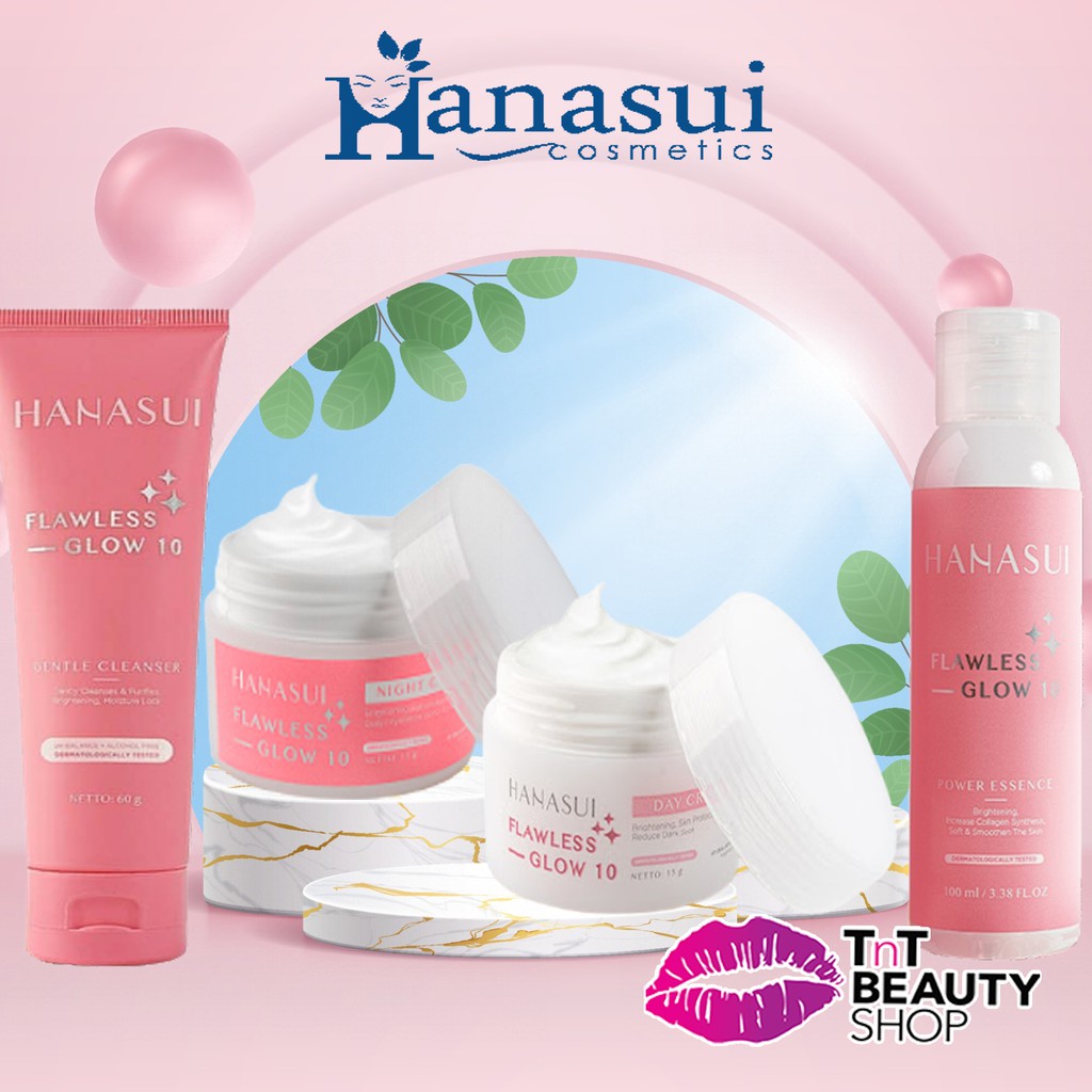 HANASUI Flawless Glow 10 Day Cream Night Cream Essence Toner Gentle Cleanser Hanasui