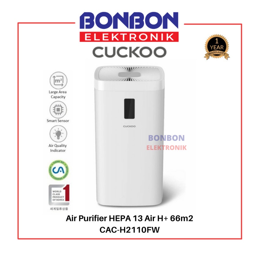 CUCKOO Air Purifier CAC-H2110FW Air H+ HEPA 13 Coverage Area 66m2 H13