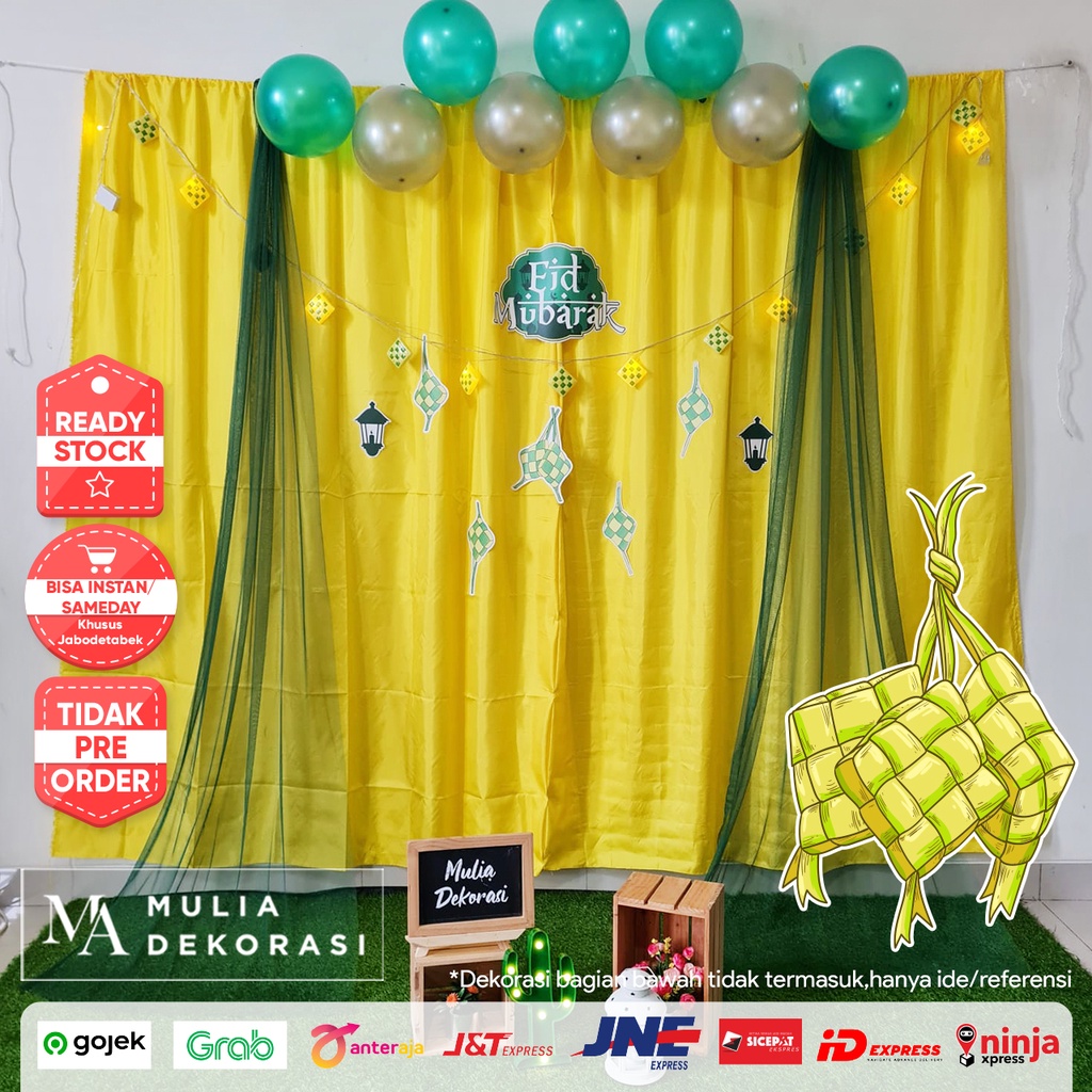 Backdrop Photobooth Lebaran Ramadhan Paket Lengkap Balon EID MUBARAK Hari Raya Idul Fitri