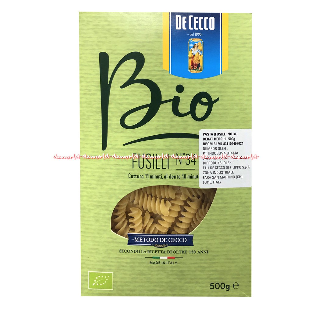 De Cecco Bio Fusilli No 34 Pasta Fusili 177gr Metodo De Cecco Pasta Italy Mie Spiral