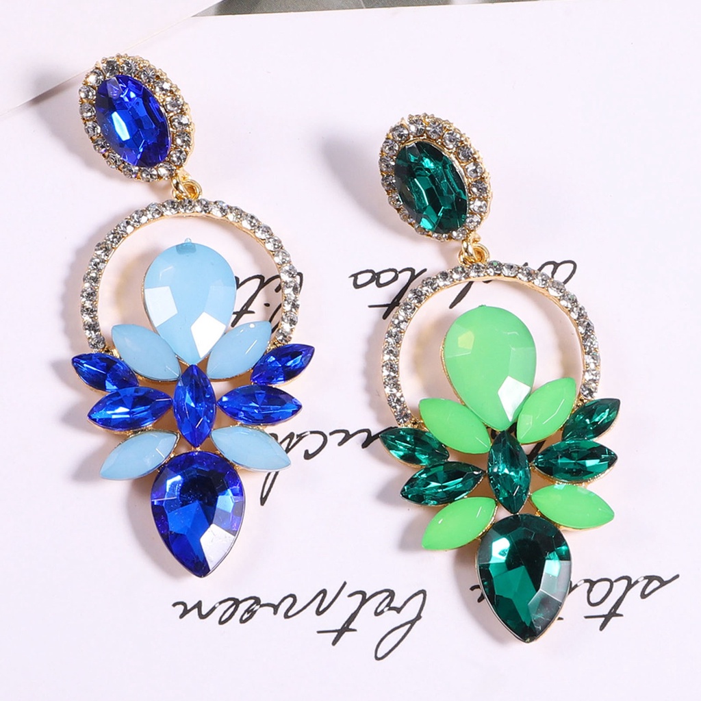 Hu Hu Hu Hu Hu Alat Bantu Pasang Kacamata♡ 1 Pasang Anting Stud Berlian Imitasi Bentuk Tetesan Air Daun Untuk Wanita