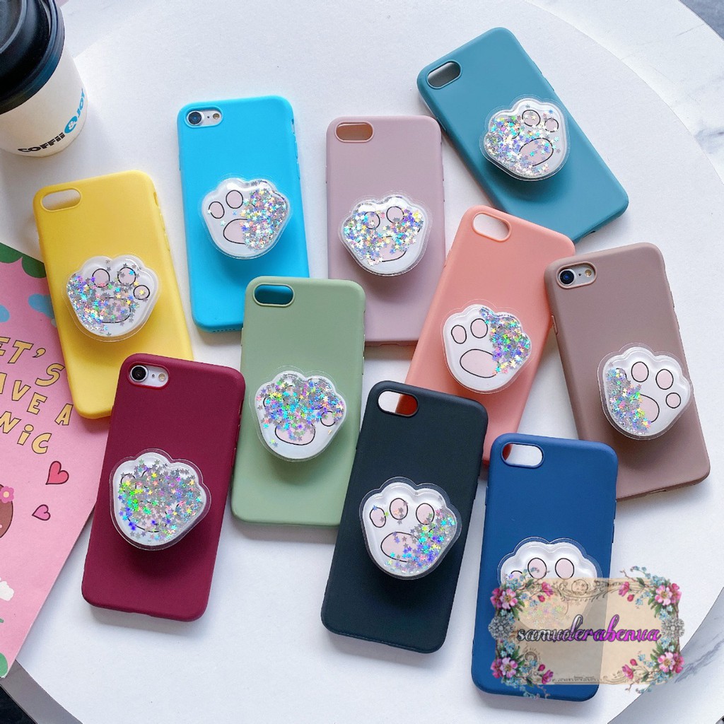 Softcase Popsocket Glitter Candy Realme C1 C2 C3 5 5i 5s 6 Pro C17 7i 7 Narzo 20 Pro SB708