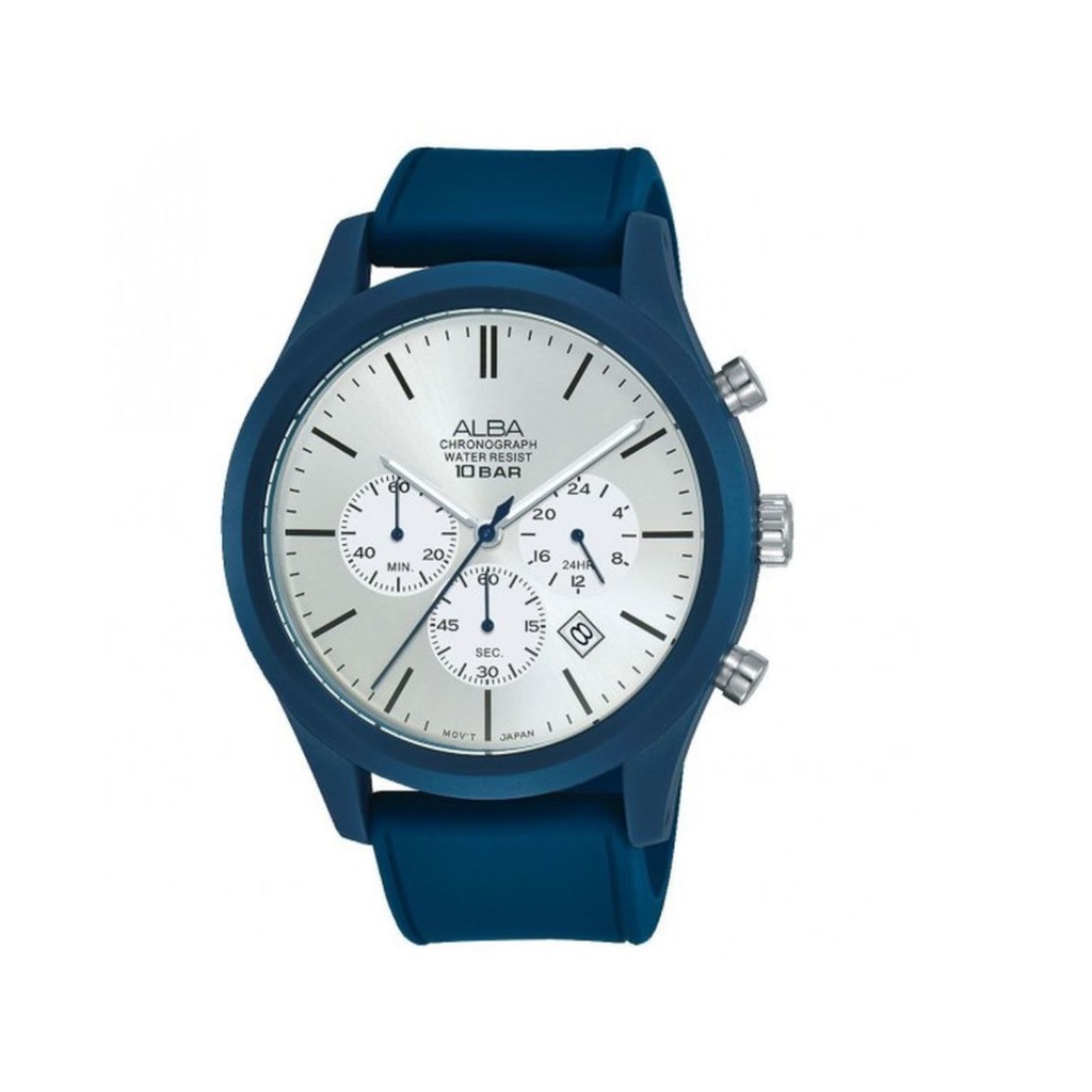 Jam Tangan Pria Alba Chronograph Original Garansi Resmi AT3G29 AT3G29X1 Strap Blue Rubber