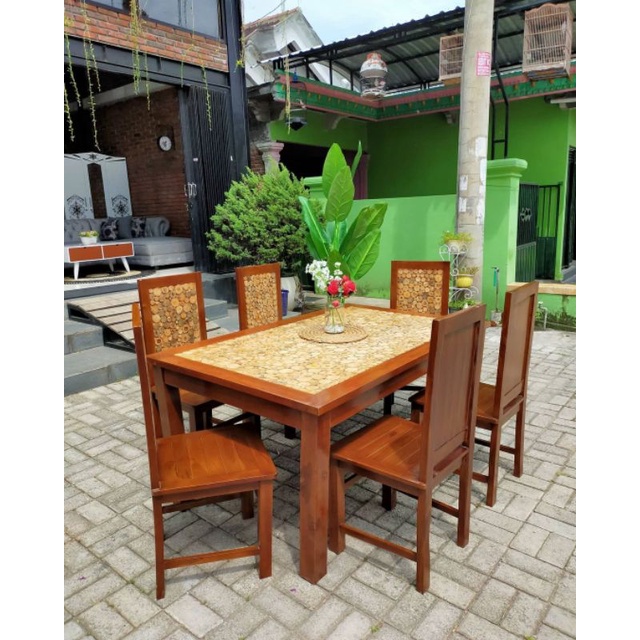 Meja makan koin Jati minimalis mebel jepara