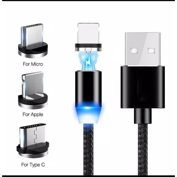 Kabel Data K2 PREMIUM QUALITY 1M Fast Magnetic 3in1 / 3 IN 1 LED