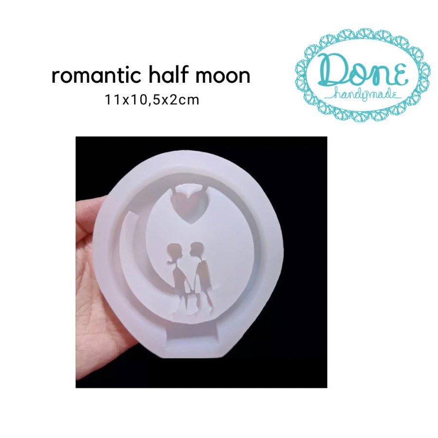 Mold resin cetakan resin romantic half moon valentine mold couple