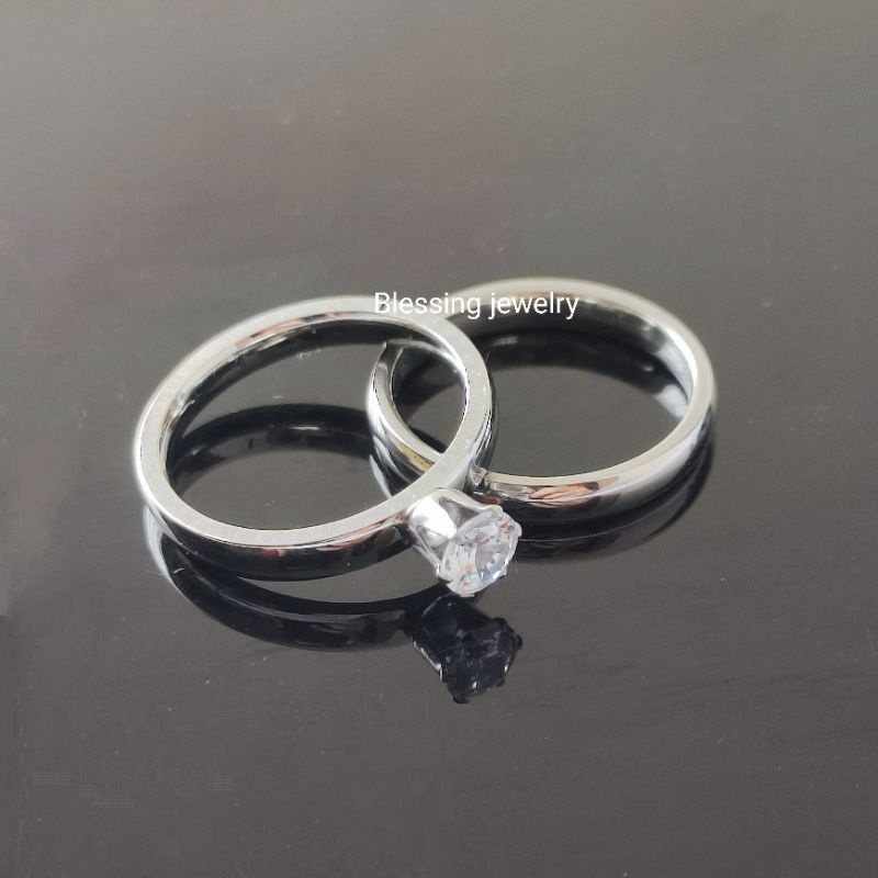 Cincin Couple Nikah Cincin Tunangan Free Box Cincin Pria dan Wanita