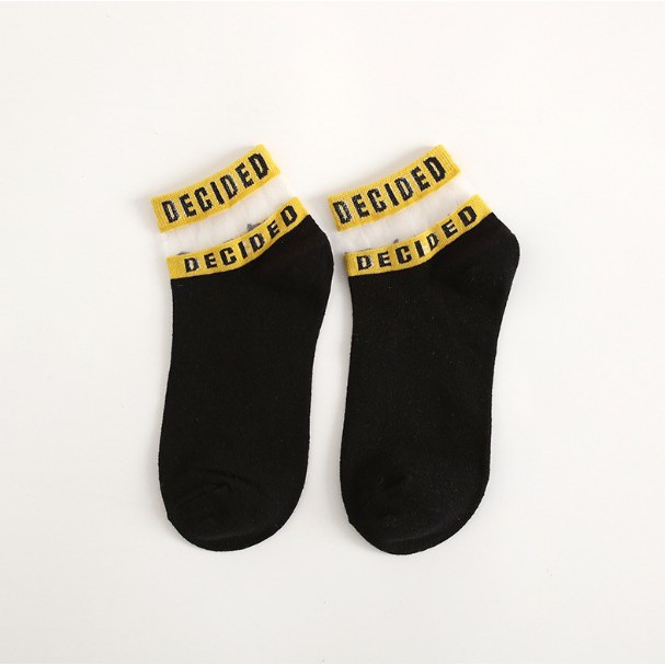 COD - Kaos Kaki Wanita / Kaos Kaos Decided / Kaos Kaos Korea / Kaos Kaki Pendek / Socks K5009-Hitam