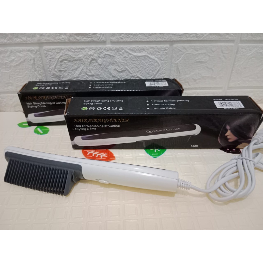 ~ PIYOSHI08 ~ Catok Sisir Pelurus Rambut New Hair Straightener Praktis Queen's Glass 908B AF127