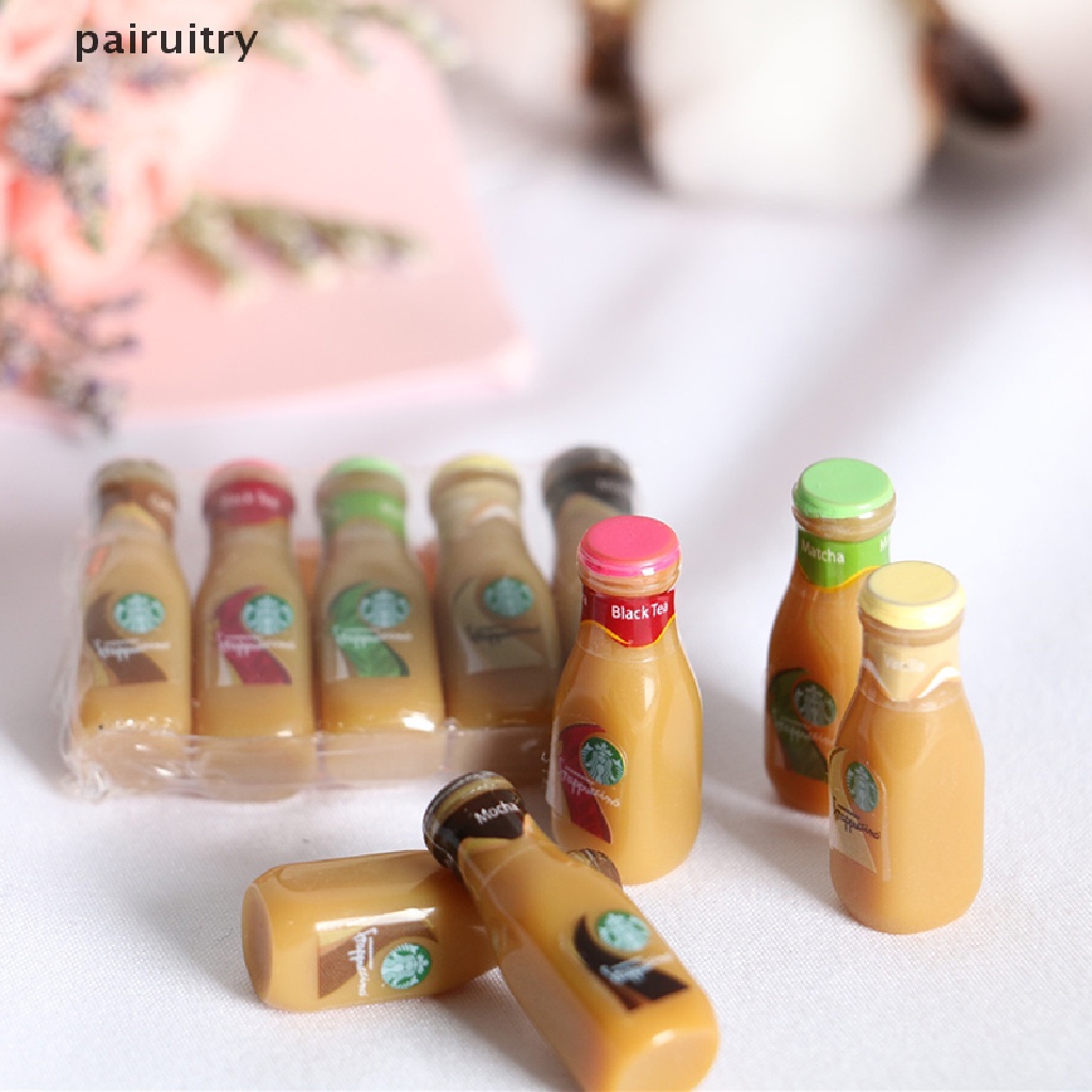 Prt 1 / 5pcs Miniatur Botol Kopi Bahan Resin Untuk Aksesoris Rumah Boneka 1 / 12 PRT