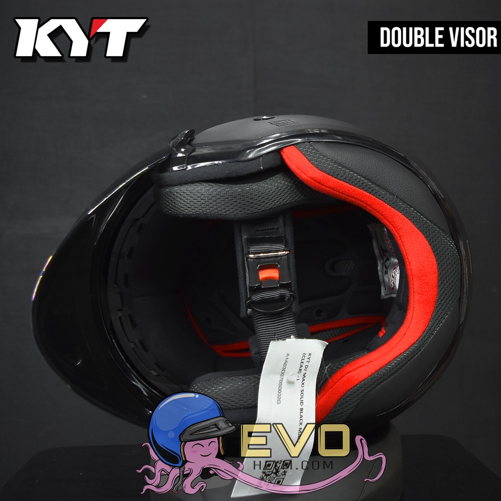 HELM KYT DJ MAXI BLACKDOFF DOUBLE VISOR ORIGINAL KYT DJ MAXI BLACK DOFF SOLID KYT HALF FACE HITAM DOP