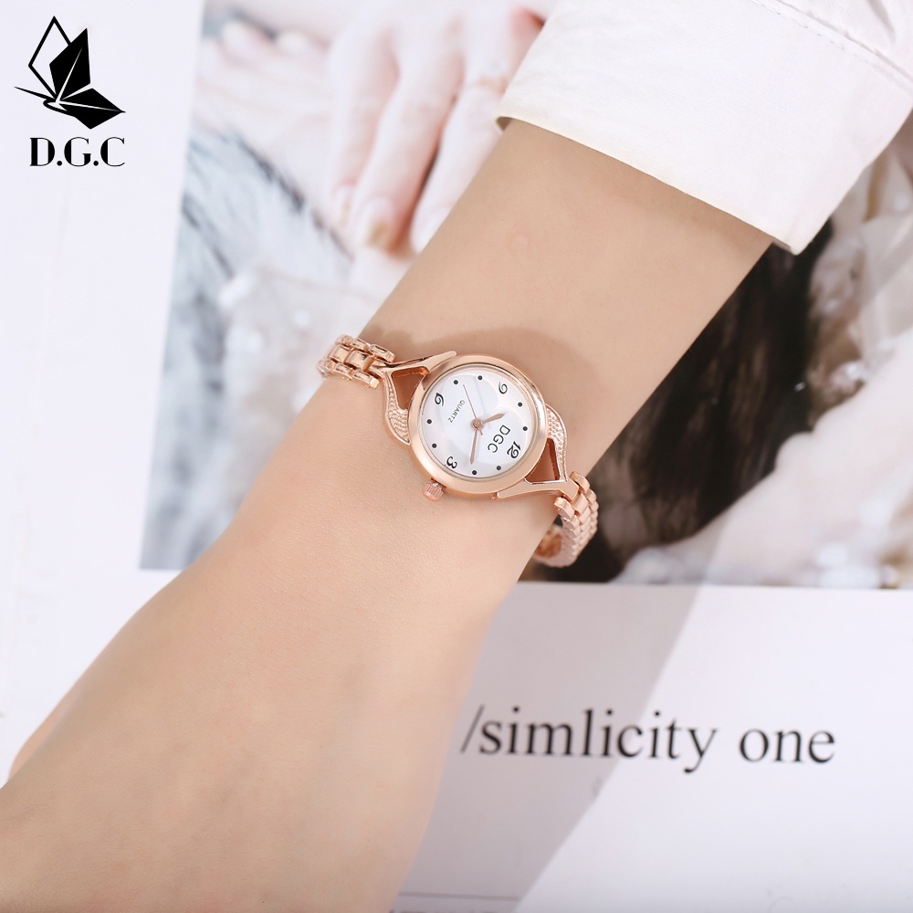 COD✅Jam Tangan Fashion Korea W222 Wanita Bulat Stainless Anti Karat Diamond - Jam Tangan Kasual